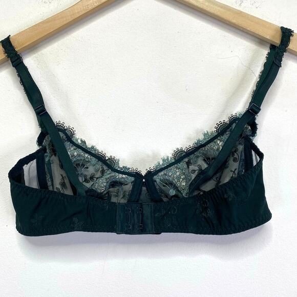 Simone Perle Wish Sheer Demi Bra Sz 36C Kolsai Green Embroidered Floral Jaquard - Picture 5 of 11